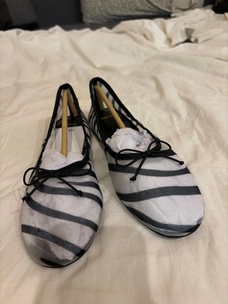 Bailarinas Mango Rayas Blanco y Negro