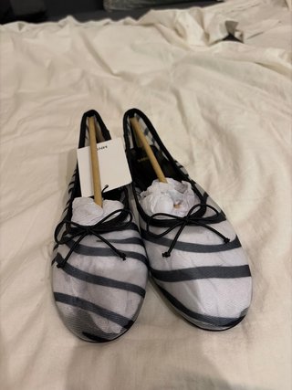 Bailarinas Mango Rayas Blanco y Negro