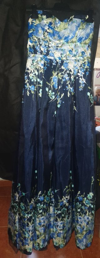 Vestido de fiesta floral azul