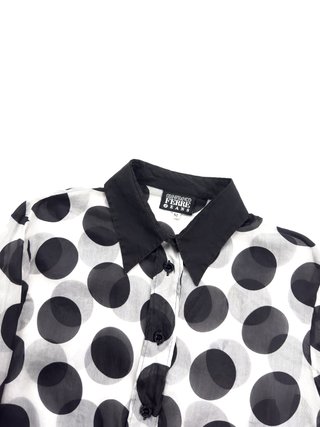 Gianfranco Ferre 90s Sheer Maxi Polka Dot Shirt
