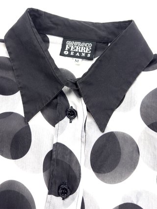 Gianfranco Ferre 90s Sheer Maxi Polka Dot Shirt