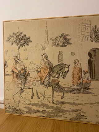 Tapiz antiguo oriental con marco