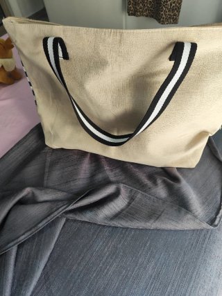 Bolso playero marinero beige y azul