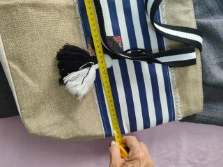 Bolso playero marinero beige y azul