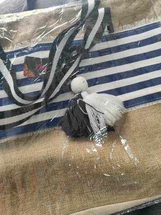 Bolso playero marinero beige y azul