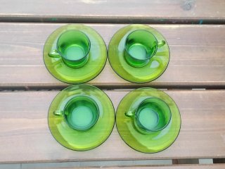 Set 4 Tazze e Piatti Duralex Verde Originali