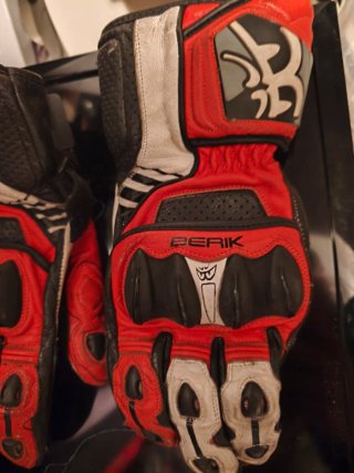 Guantes Moto Berik Rojos y Blancos
