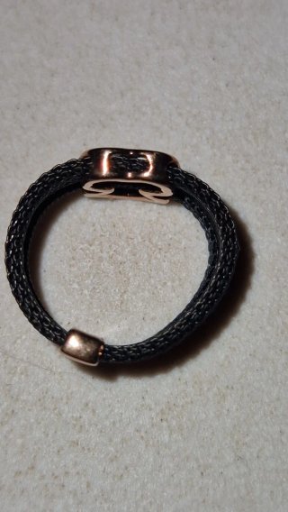 Anillo Malla Tous Negro y Dorado