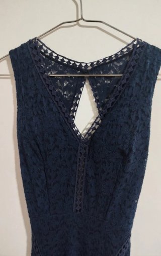 Vestido Largo Encaje Azul