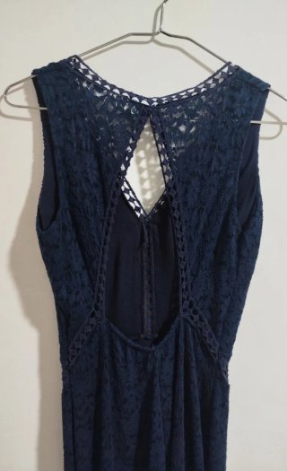 Vestido Largo Encaje Azul