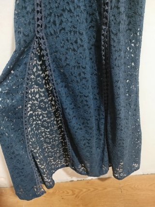 Vestido Largo Encaje Azul