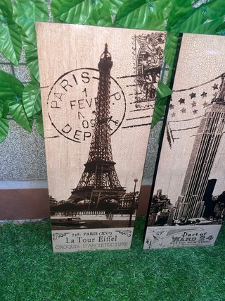 Pareja Cuadros París Torre Eiffel y Nueva York