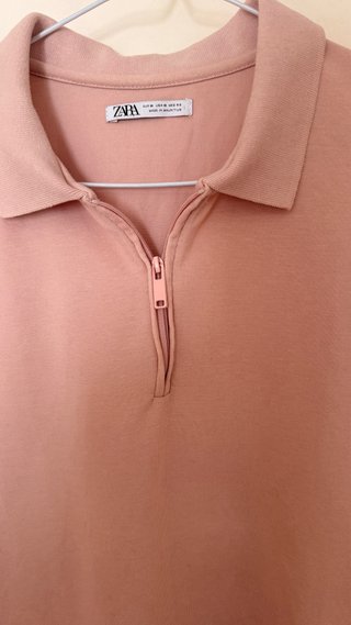 Polo Zara Hombre Talla M Rosa Cremallera