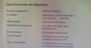 PC Ryzen 3200 32GB RAM 450GB SSD Windows 10