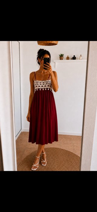 Vestido Ibicenco Blanco y Rojo