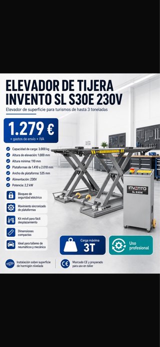 Elevador de tijera INVENTO SL S30E 230V