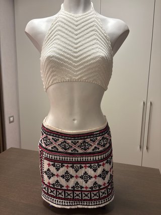 Falda mini bordada étnica/boho