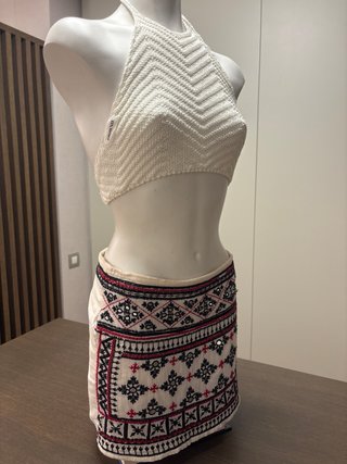 Falda mini bordada étnica/boho