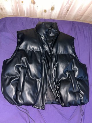 Chaleco efecto piel negro mujer