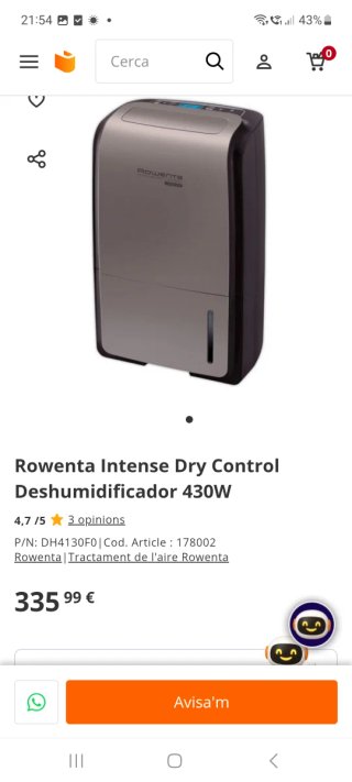 Deshumidificador Rowenta Intense Dry Control