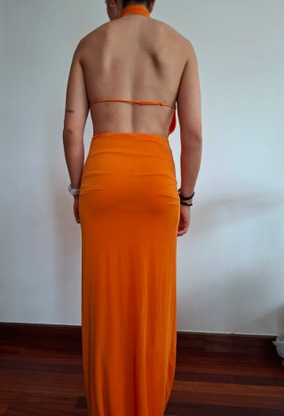Vestido largo naranja