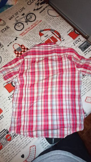 Camisa Esprit cuadros roja y blanca talla L