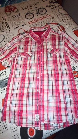 Camisa Esprit cuadros roja y blanca talla L