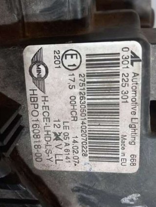 Mini hbpo16081800 faro mini (r56) 1.6 cooper 61641