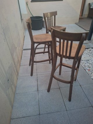 3 Taburetes Altos Madera Vintage
