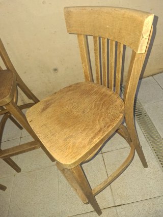 3 Taburetes Altos Madera Vintage