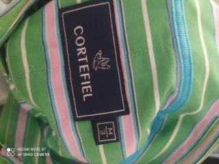 Camisa Cortefiel Rayas Verde y Rosa Manga Corta