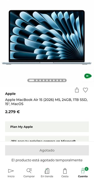 MacBook Air 15 24/1Tb + 2 años Seguro Accidentales