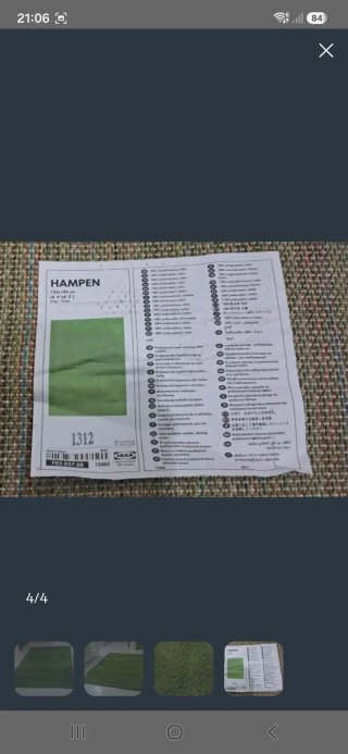 Alfombra Ikea Verde HAMPEN 133x195 cm