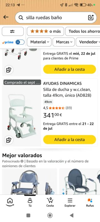 Silla ruedas ducha y WC clean