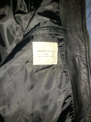 Chaqueta Piel Selected Homme Vintage Negra