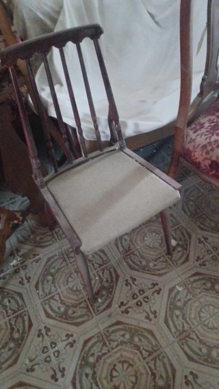 Set di Sedie Vintage in Legno e Tessuto