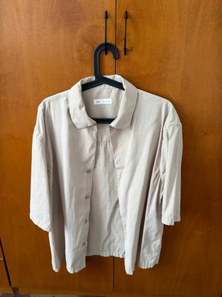 Zara Camicia Uomo Beige Taglia M