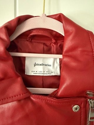 Cazadora Biker Stradivarius Roja Talla M