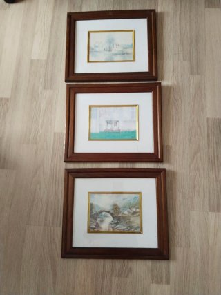 3 Cuadros Marrones y Dorados 36x30
