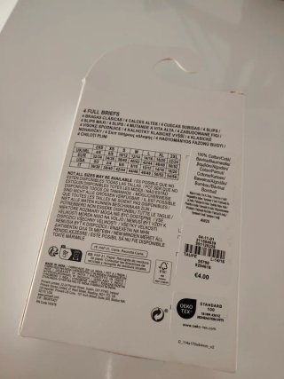 Pack 4 bragas algodón Primark Talla L como 44