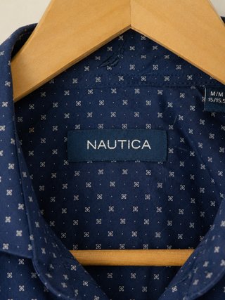 Camisa Nautica Manga Corta Estampada Azul talla M