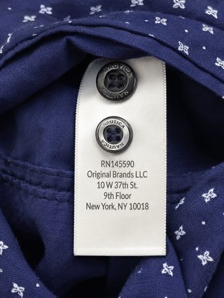 Camisa Nautica Manga Corta Estampada Azul talla M