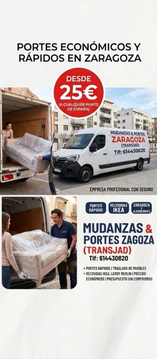 Portes económicos desde Zaragoza a toda España