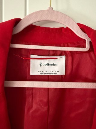Blazer Rojo Stradivarius Talla S Manga 3/4
