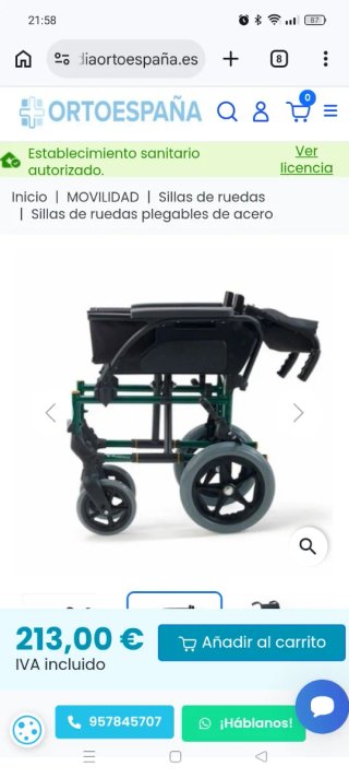 Silla ruedas  plegable