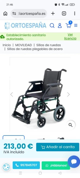 Silla ruedas  plegable