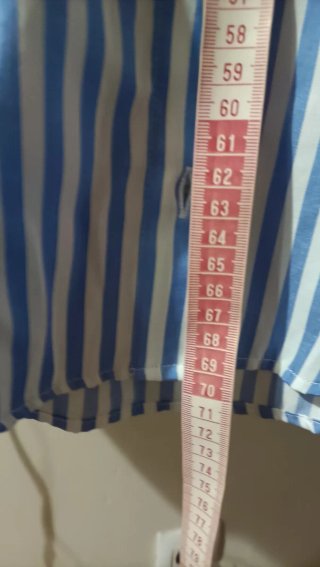 Camisa Zara manga larga celeste blanca rayas