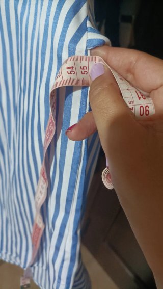 Camisa Zara manga larga celeste blanca rayas
