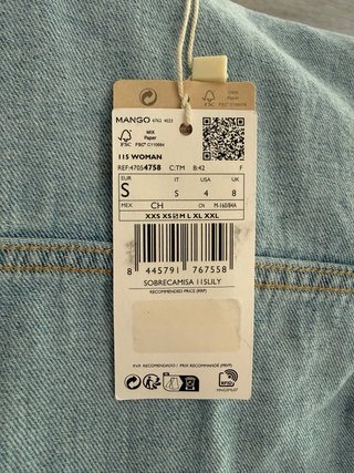 Sobrecamisa vaquera Mango Talla S