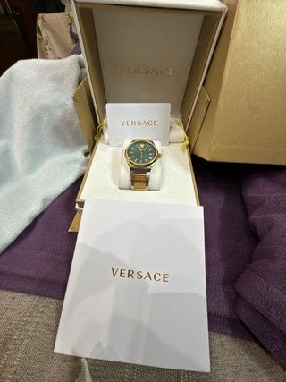 Orologio da lusso Versace V-Auria quadrante verde bicolore oro-argento